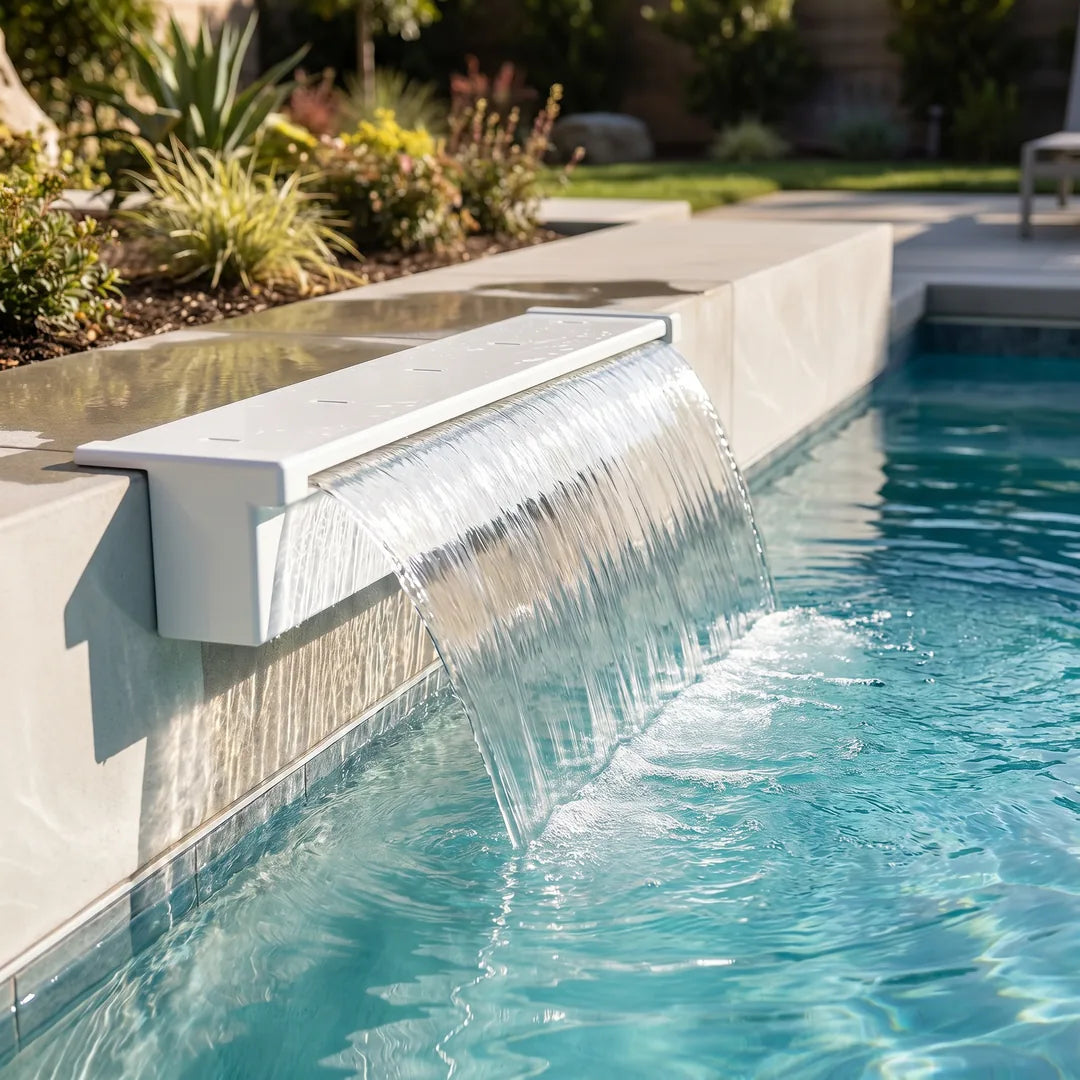 Cascada Abs – Lamina De Agua 200Cm Ancho — instalada en el muro de la piscina