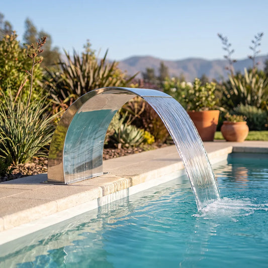 Cascada Aisi Riviera 44 (Ancho 35Cm, Alto 44Cm) Rm 1 1/2″ — instalada en el muro de la piscina