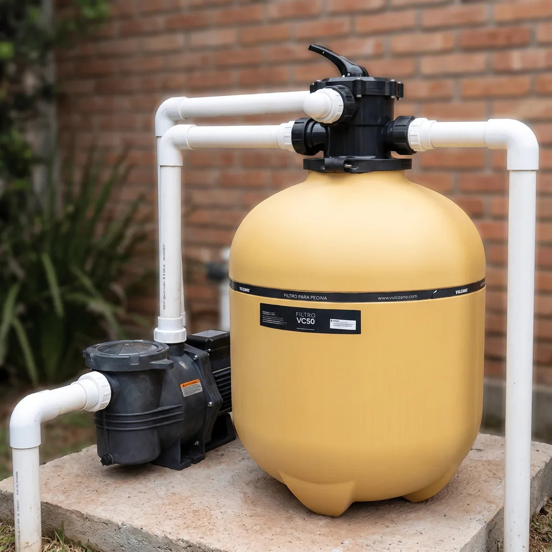Filtro vc 50 vulcano — instalado junto a la bomba