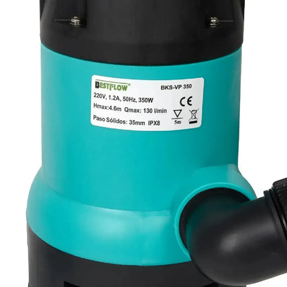 Bomba Sumergible de Achique Bestflow BKS-VP 350 | 0,5 HP | 220V — Placa de identificación