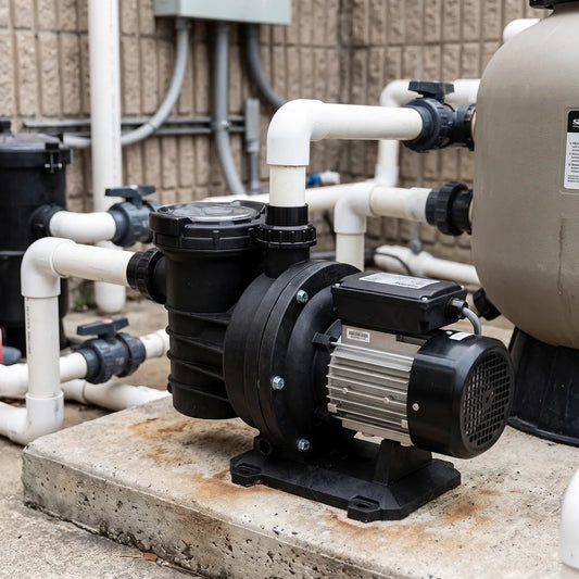 Bomba para piscina Bestflow FCP-370L | 0.5 hp — instalada junto al filtro