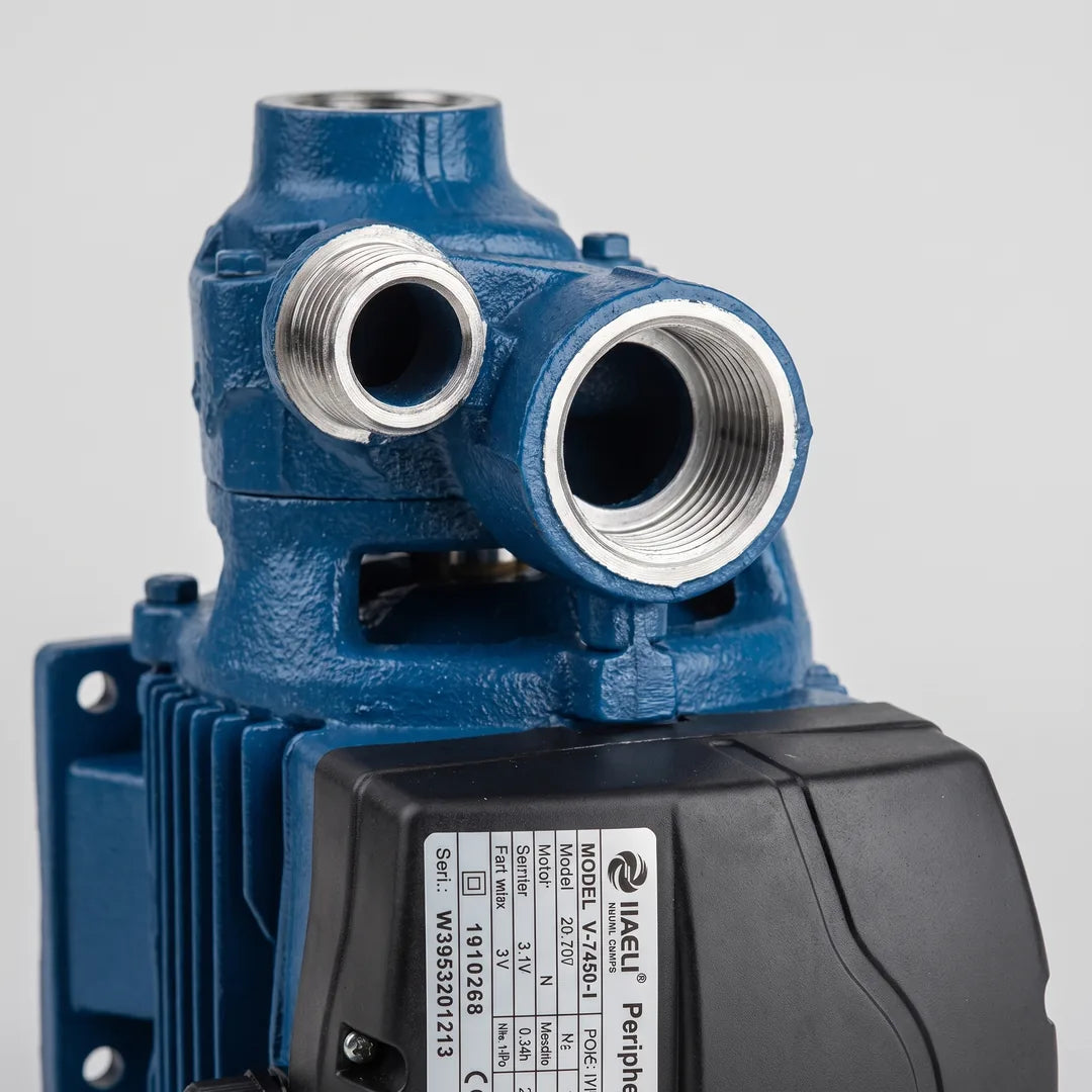 Bomba Periférica Bestflow BTPm 150 2.0HP 220V — detalle del motor y roscas