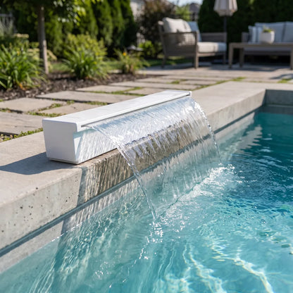 Cascada Abs – Lamina De Agua 160Cm Ancho — instalada en el muro de la piscina