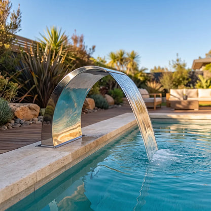 Cascada Aisi Riviera 62 (Ancho 50Cm, Alto 62Cm) Rm 1 1/2″ — instalada en el muro de la piscina