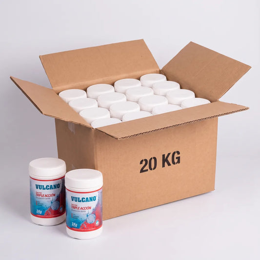 Tabletas Triple Acción Vulcano – Caja 20 Kg (20 potes de 1 Kg)