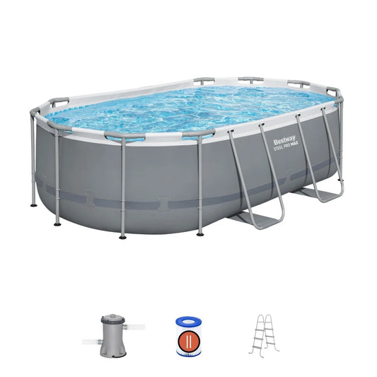 Piscina Bestway Steel Pro MAX Ovalada 4,27 x 2,50 m con sus accesorios incluidos