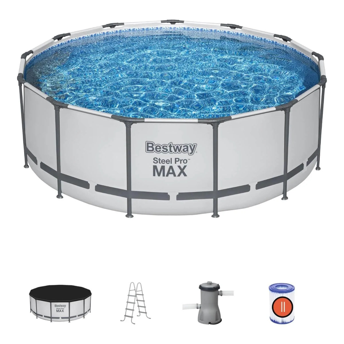 Piscina Bestway Steel Pro MAX Redonda 3,96 x 1,22 m con sus accesorios incluidos
