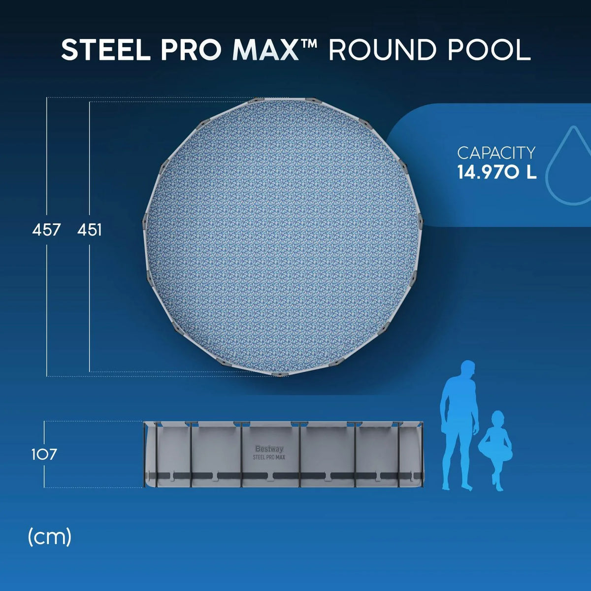 Piscina Bestway Steel Pro MAX Redonda 4,57 x 1,07 m: medidas
