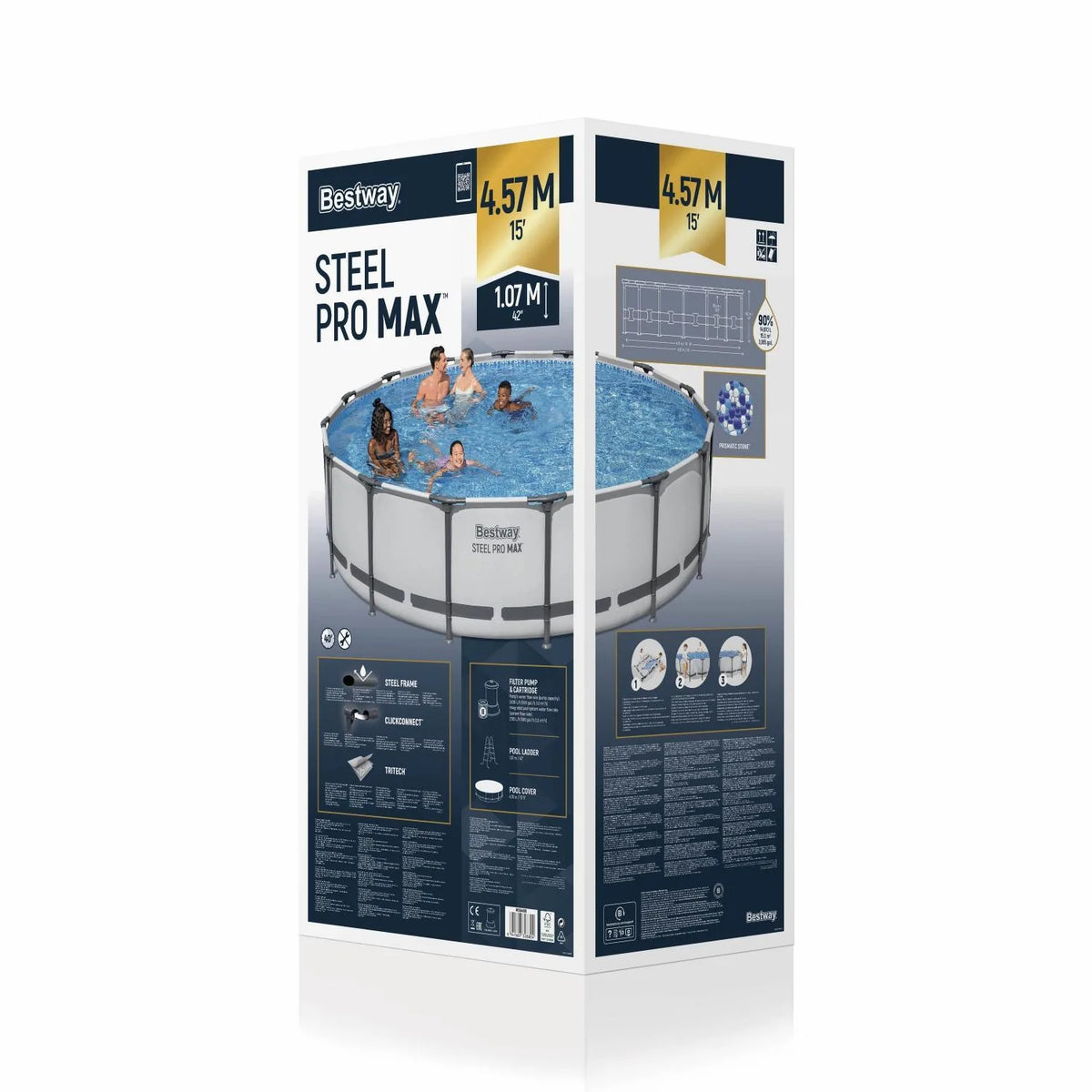 Caja de Piscina Bestway Steel Pro MAX Redonda 4,57 x 1,07 m