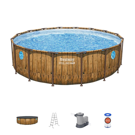 Piscina Bestway Steel Pro MAX Redonda 4,88 m con Ventanas con sus accesorios incluidos