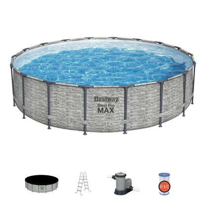 Piscina Bestway Steel Pro MAX Redonda 5,49 x 1,22 m con sus accesorios incluidos
