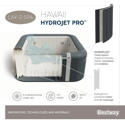 Spa Inflable Bestway Lay-Z-Spa Hawaii HydroJet Pro 4-6 Personas: tecnología y materiales