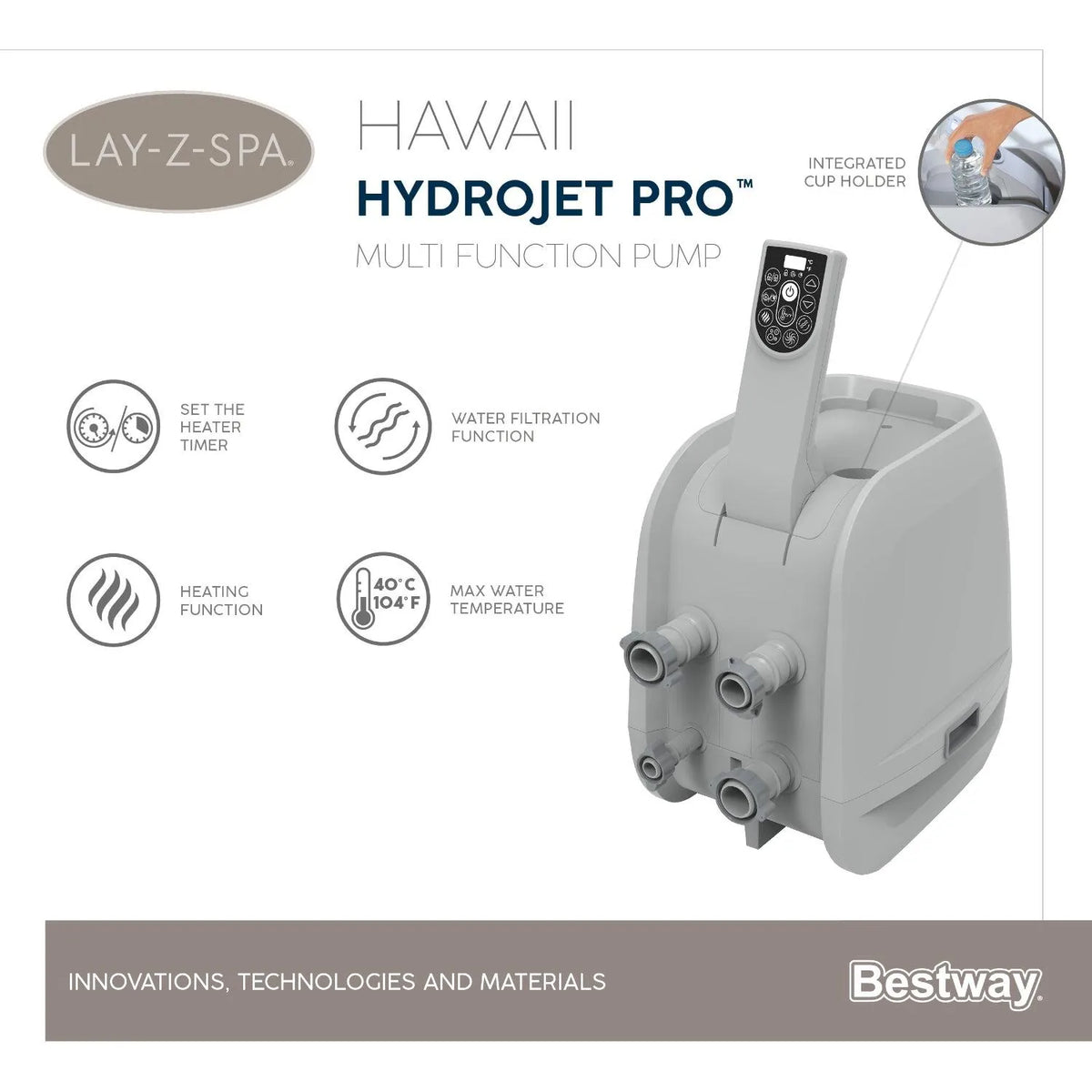 Bomba incluida con Spa Inflable Bestway Lay-Z-Spa Hawaii HydroJet Pro 4-6 Personas