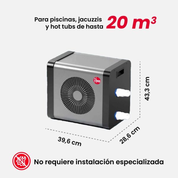 Bomba de Calor para Piscinas Armables, Hot tub y Jacuzzi hasta 20m3 Crosswind Rheem - Imagen 4